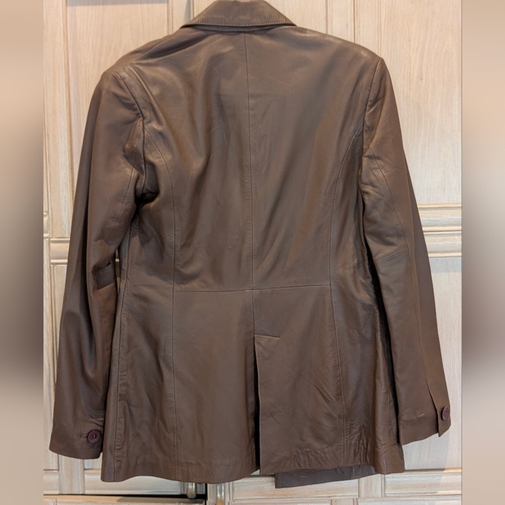 NWT BOD & CHRISTENSEN 🤎 Tobacco Brown 🤎 Leather Blazer Sz Small - Picture 3 of 9